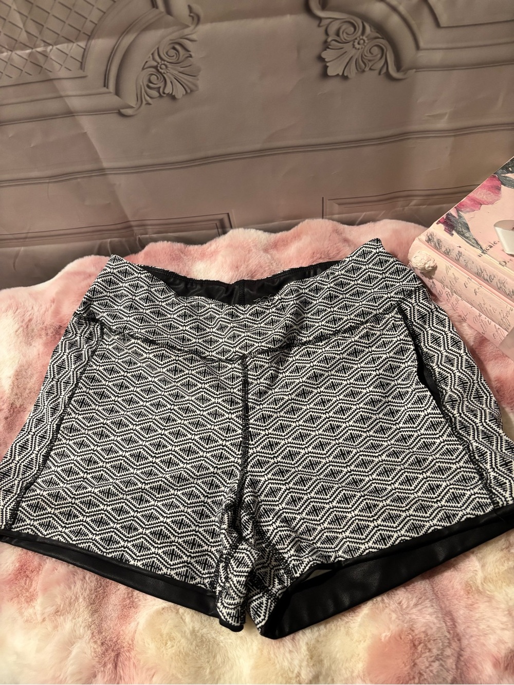 B. Passionit Women’s Geometric Black & White Athletic Shorts - Medium